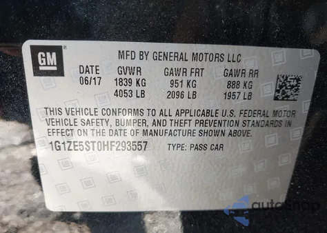 2017 Chevrolet Malibu Lt z USA, uszkodzony, nr VIN 1G1ZE5ST0HF293557